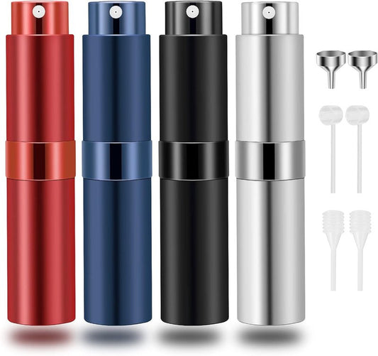 Travel Atomizer Bottles - Refillable Mini Fragrance Sprayers | 8ml Pocket Perfume Dispenser (4 Pack)