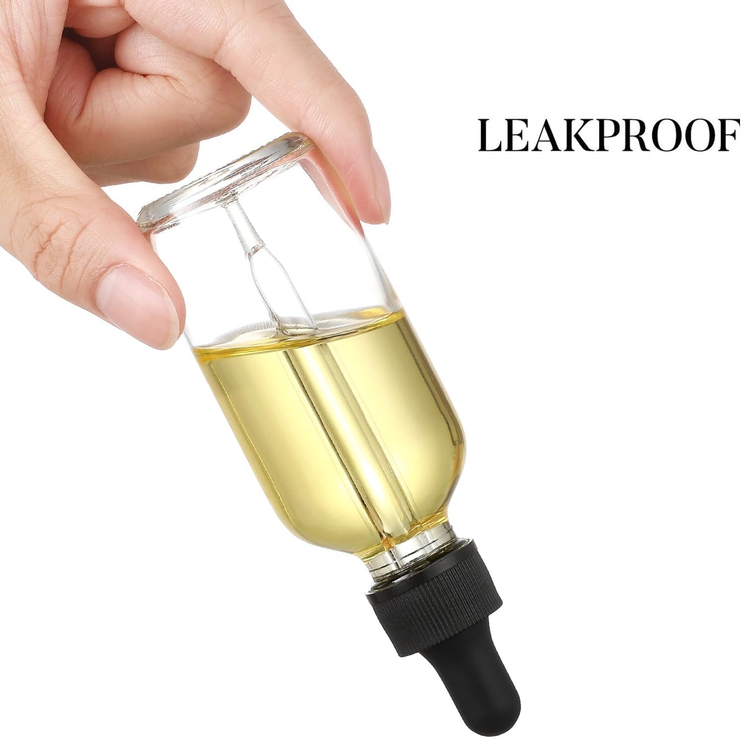 Clear Eye Dropper Bottles Set of 4 - 1 oz Thick Glass Tincture Bottles with Funnels & Labels | Leakproof for Essential Oils & Beauty