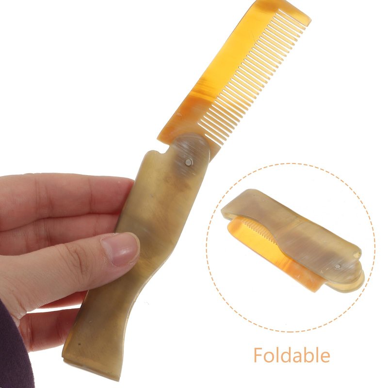2pcs Ox Horn Hair Comb Pocket Folding Hair Comb Anti Static Portable Comb Prevent Hair Loss for Woman Men Travel Home Use