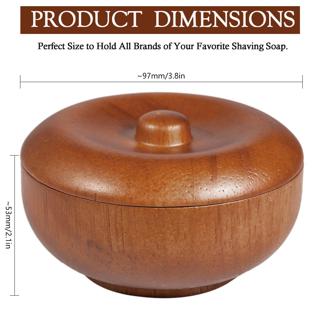 Danweix Wooden Shaving Bowl with Lid, Shaving Soap & Cream Bowl for Men Classic Style Easy to Lather Fits Wet Shaving (5#)
