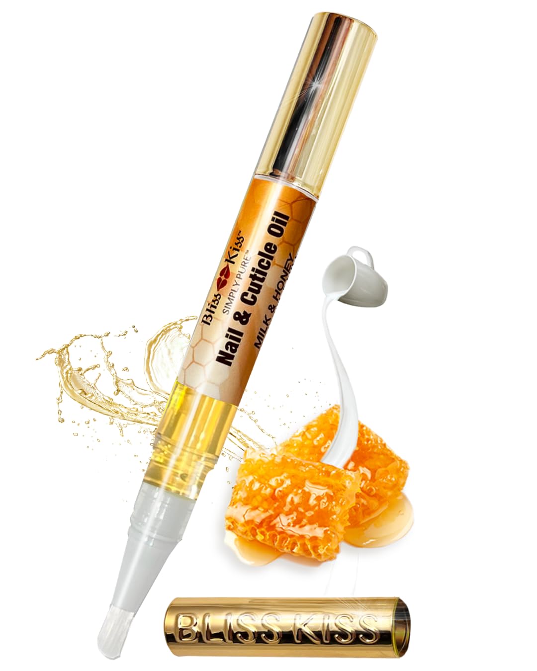 Bliss Kiss Nail Oil Cuticle Pen - Lavender Vanilla with Vitamin E & Jojoba | Nail Strengthener for Brittle Nails