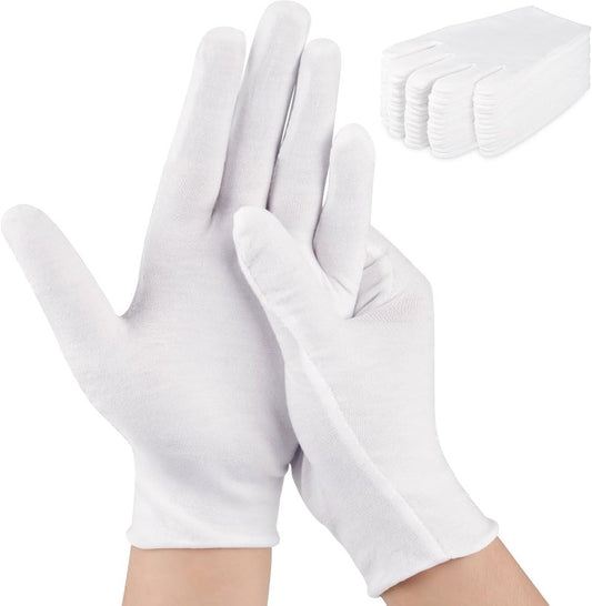 Moisturizing Cotton Gloves for Dry Hands & Eczema - 24 Pcs Stretchy & Breathable | Unisex Spa & Jewelry Inspection