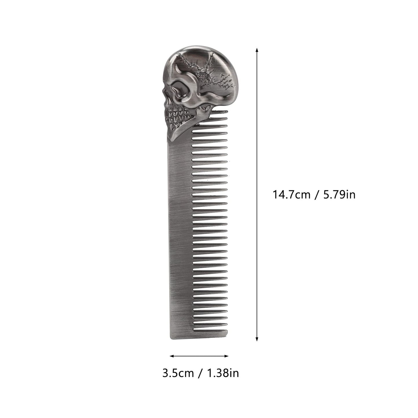 Haosie Pocket Beard Comb, 5.79in Skull Pattern Hair Comb for Men, Smooth Oil Hair Styling Travel Comb for Hair Beard Home Salon