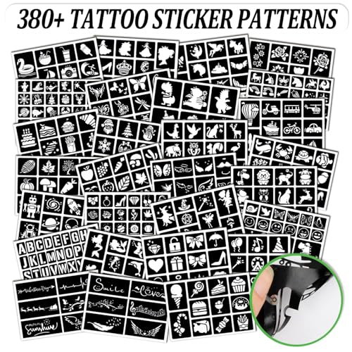 378 Pcs Temporary Tattoos Stencils, Face and Body Paint Stencils Kit.