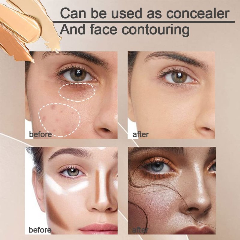 Tri-Color Face Concealer Contour Palette - Cream Foundation for Dark Circles | 2 Pcs Set for Light Medium Skin