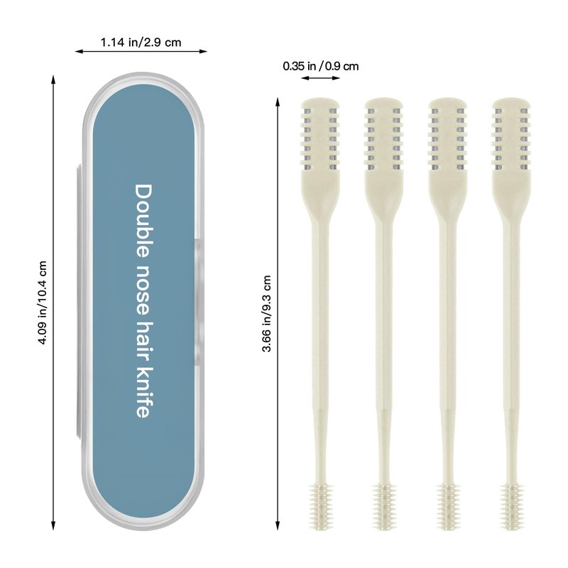 Asddage 4Pcs 2-in-1 Nasal Hair Cutter, Double Sided Nose Hair Trimmer, 360° Nostril Hair Remover Tool, Manual Nose Knife with Soft Cleaning Brush for Men Women(Beige)