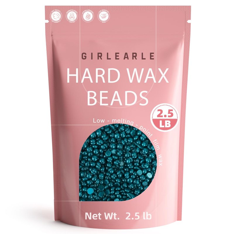 GIRLEARLE 2.5lb Wax Beads for Hair Removal, Brazilian Bikini Hard Wax for Sensitive Skin, Hard Wax beads Perfect for Full Body Eyebrow, Facial, Beard and Underarms at Home for Women and Men (Jasmine)