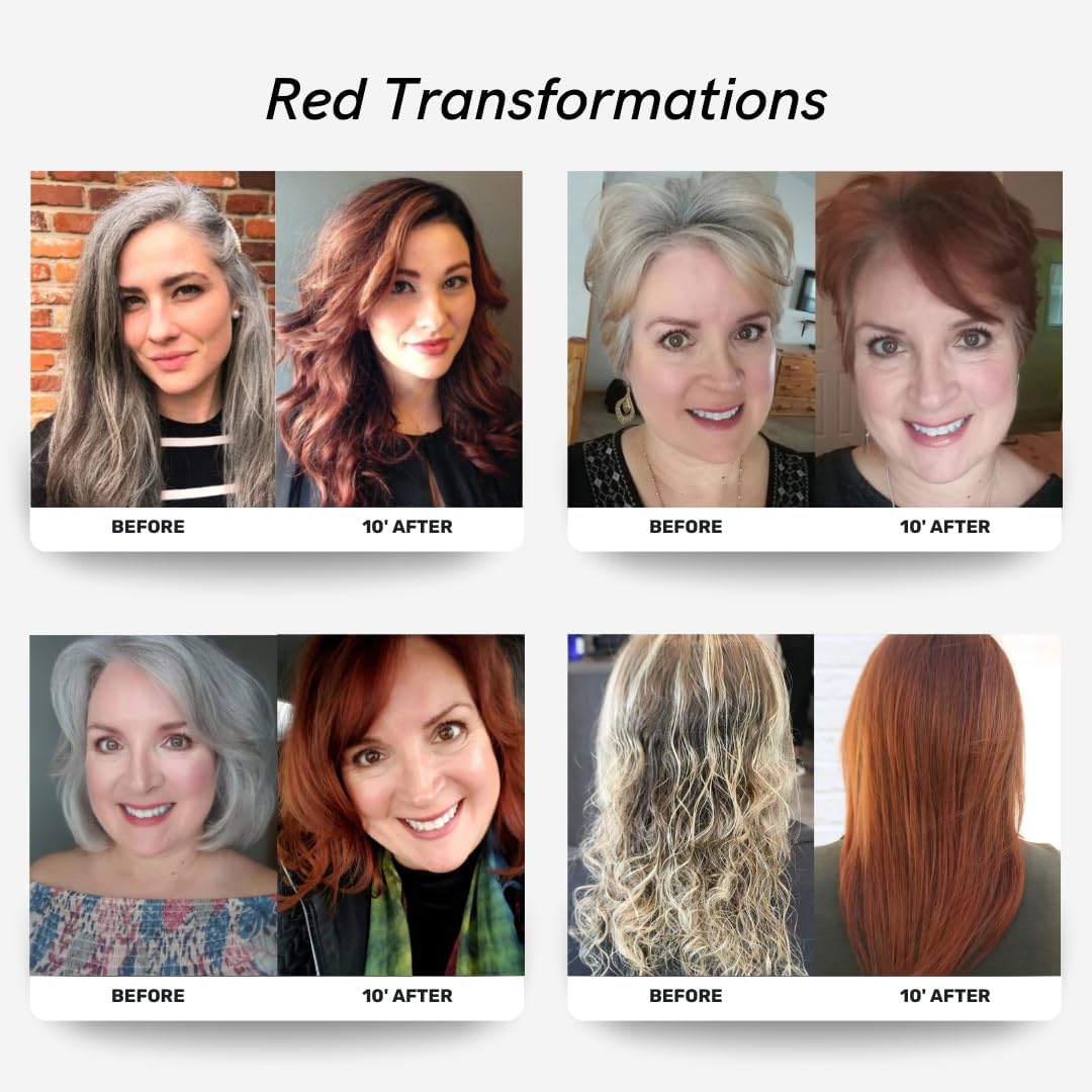 Red Coloring Shampoo for Gray Hair - Vegan, Ammonia-Free, 3-in-1 Total Coverage | 6.76 Fl Oz