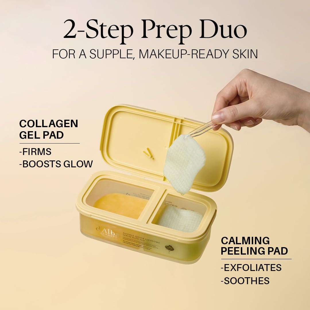 Double Quick Liposome Serum Mask Pads - Vita Toning Collagen Gel | 70 Count + Calming Toner Peeling Pads | 30 Count