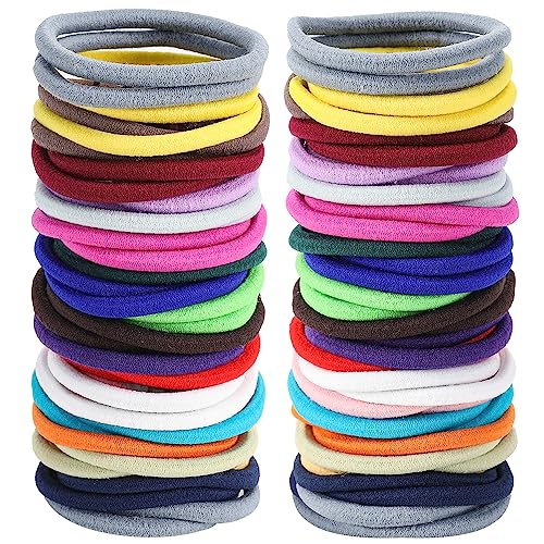Sderoq 80PCS Colorful Hair Elastics, 6MM Thick Ponytail Holders