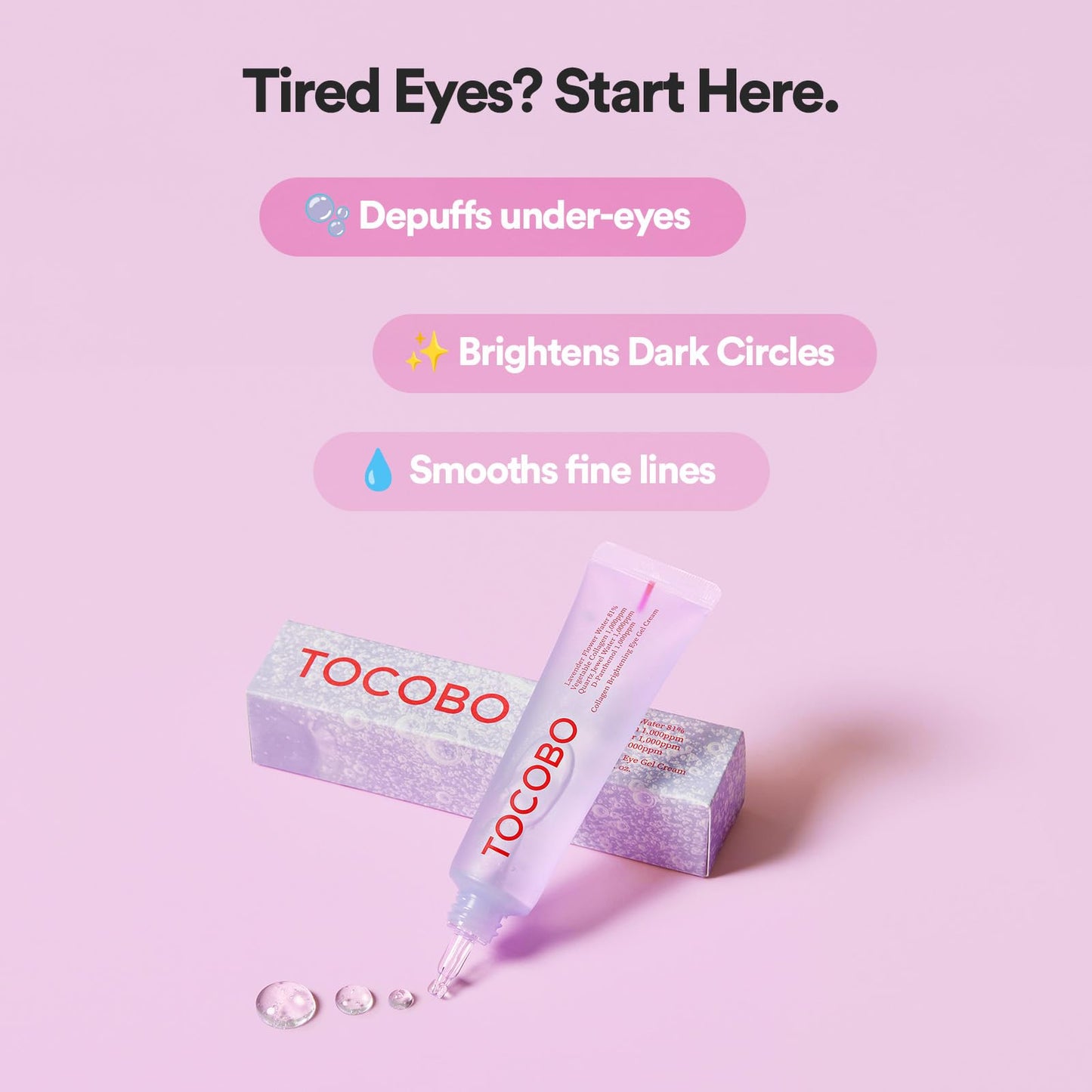 TOCOBO Korean Skincare Collagen Brightening Eye Cream Gel – Anti Aging Under Eye Cream for Wrinkles, Dark Circles & Puffiness, Vegan, Niacinamide, Lifting Eye Treatment for Fine Lines 30 ml