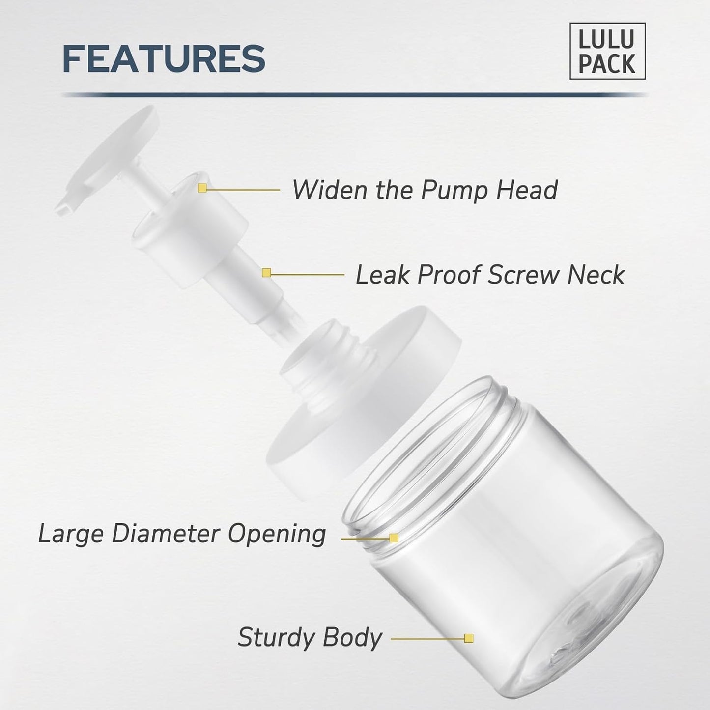 Pump Bottle Dispenser for Soap - Refillable 8 oz Plastic Container | Shampoo, Conditioner, Lotion - Clear 2PCS