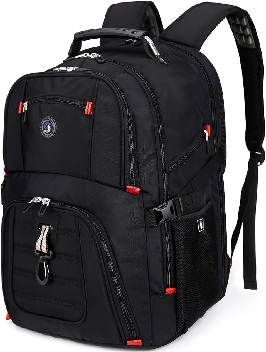 SHRRADOO Extra Large 50L Travel Laptop Backpack - Airline Approved, Fits 17 Inch Laptops | Black