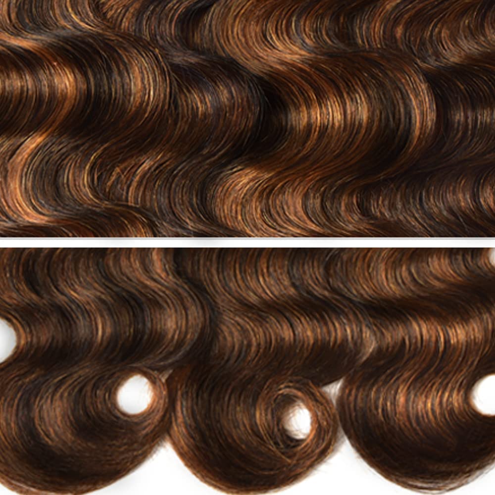 Brown Bundle Highlight Body Wave Human Hair Bundles 26 28 30 Inch Brazilian Virgin Hair 3 Bundlesa Two Tone P1B/30 Body Wave Human Hair Extensions