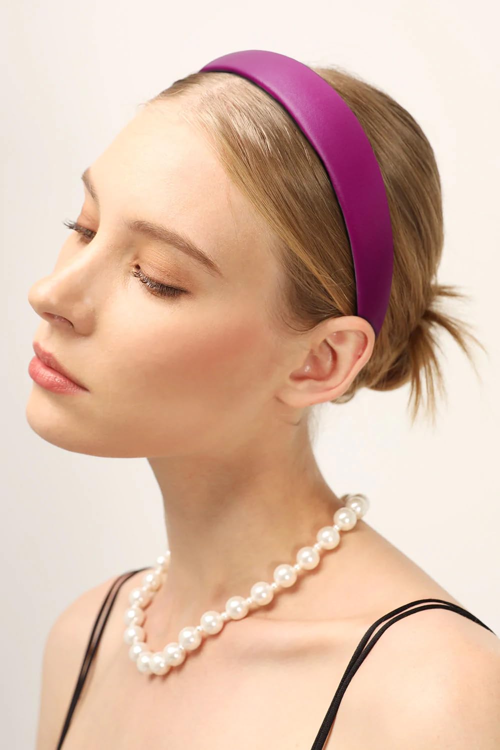 WOVOWOVO 1Inch Leather Headbands for Women, Non Slip Soft PU Hair HeadBands Diademas Para Mujer De Moda Cute Beauty Fashion Hairbands Hair Accessories