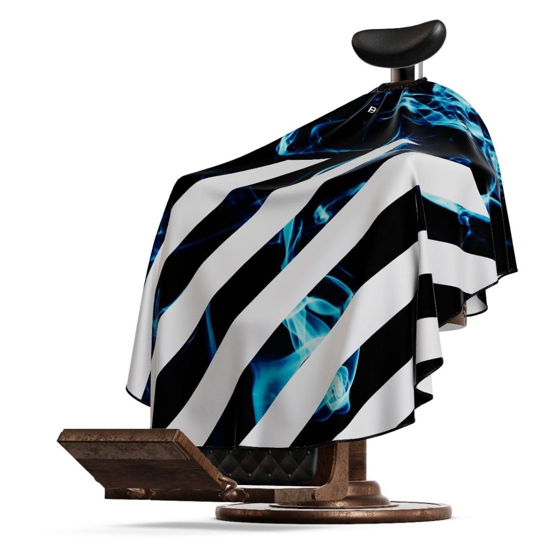 Professional Barber Cape - Hair Cutting Cape with Adjustable Neck Closure, Salon Quality Styling Cape for Hairdressers and Barbers - Blue Smoke