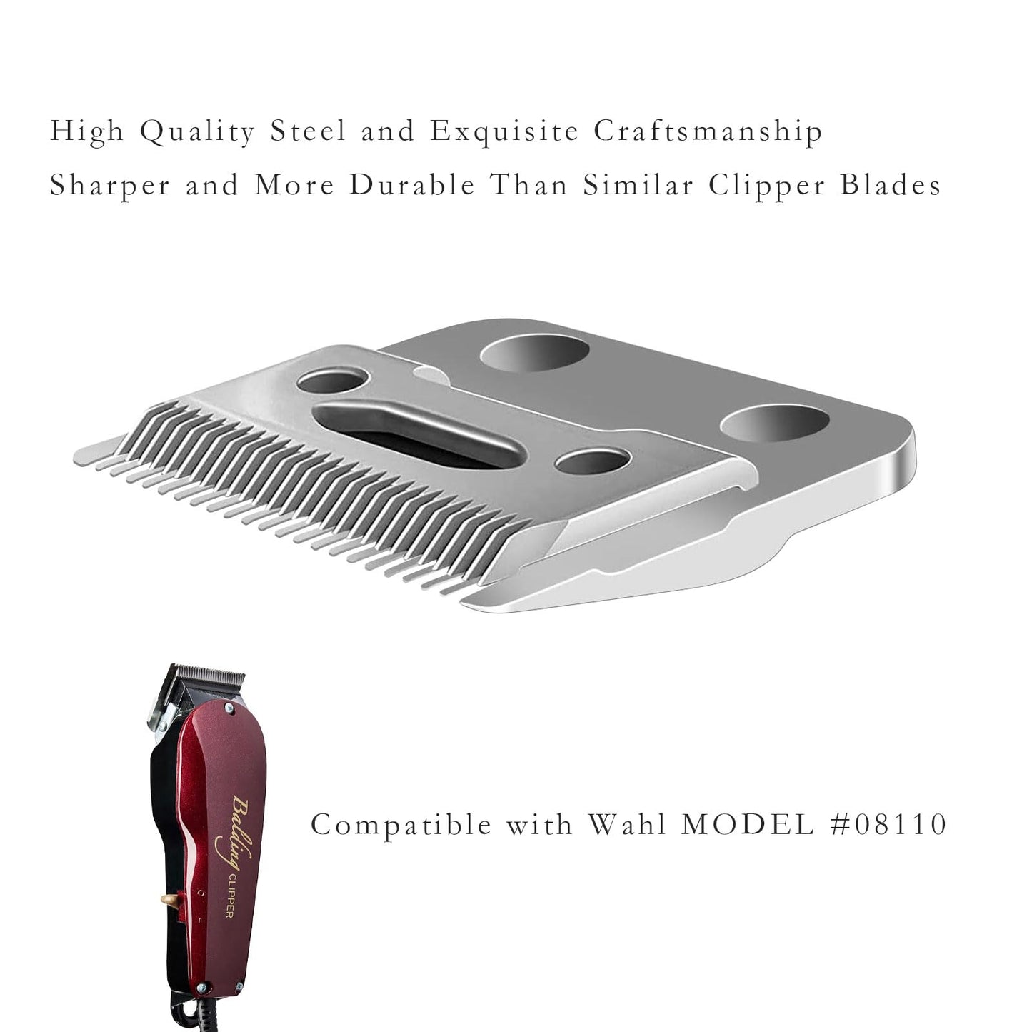 2 Pack Professional Detachable Hair Clipper Replacement Blades Compatible with Wahl 5-Star Balding 6x0 Clipper Blade #2105 - Fits 5-Star Barbers and Stylists (Silvery-2PSZ)