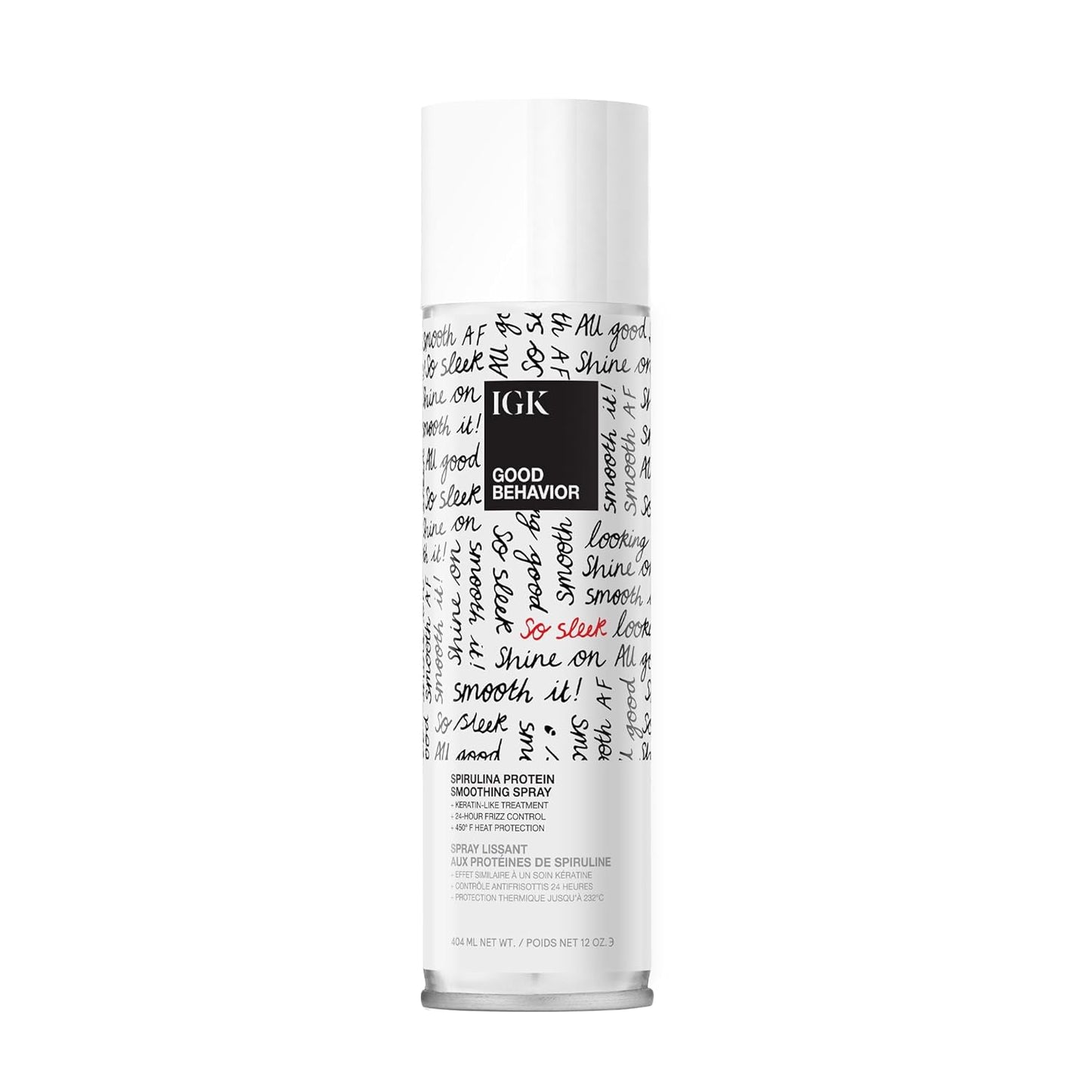 IGK Good Behavior Spirulina Protein Smoothing Spray - 4-Day Frizz Control & Heat Protectant | Vegan, 5.6 Oz