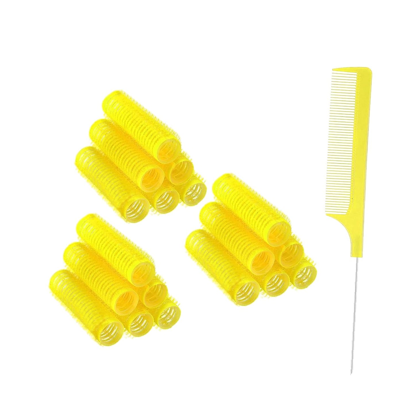 Self Grip Hair Rollers - 18Pcs Heatless Curlers for Short Fine Hair | DIY Plastic Styling Tools (0.8 x 2.4 Inch)