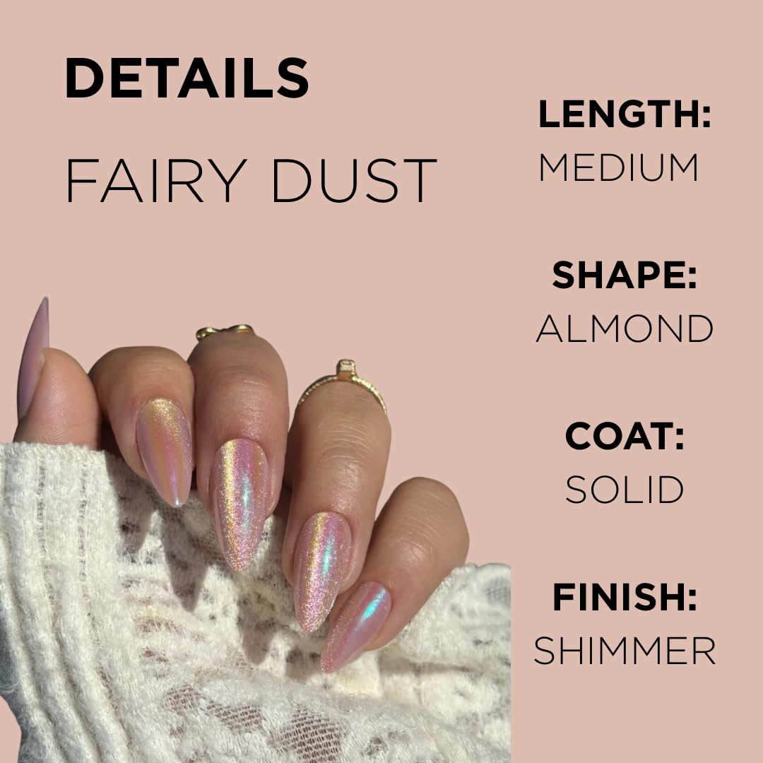 FAIRY DUST Press-On Nails by Lavaa Beauty | Pink Almond Velvet Shimmer Nails
