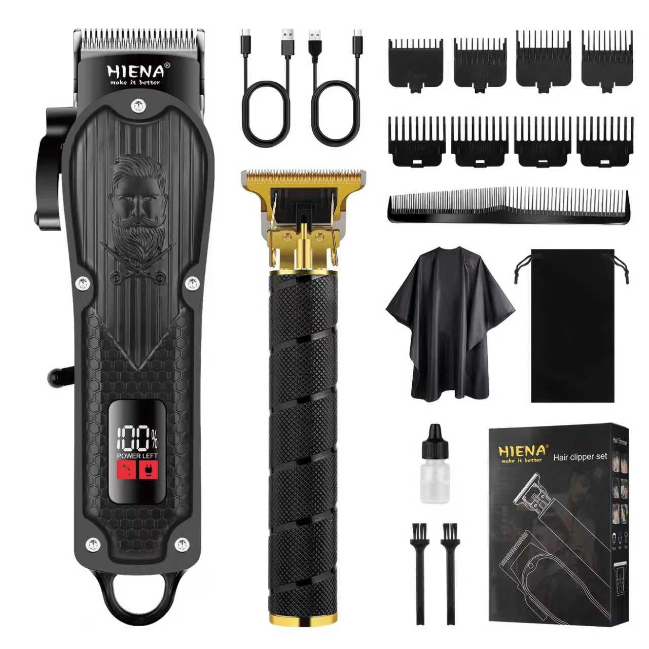 HIENA PRO Professional Hair Clippers Set for Men,Cordless Rechargeable Trimmers Kit and Clippers Set, Haircut Clippers, Barbers with LED Display, Gifts for Men