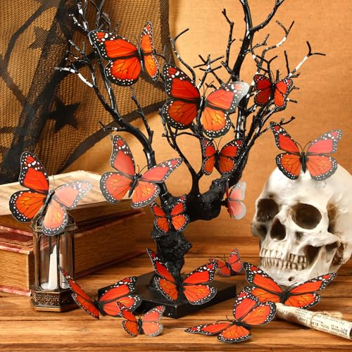 Orange Monarch Butterfly Hair Clips Set for Party & Holiday Decor - 30 Pieces