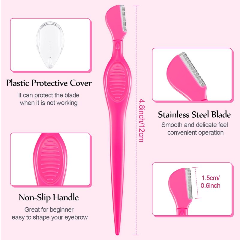 Mudder 21 Pcs Eyebrow Razor Eyebrow Shaver Facial Razor Multipurpose Face Trimmers with Precision Cover for Women Makeup Care Tools(Rose Red)