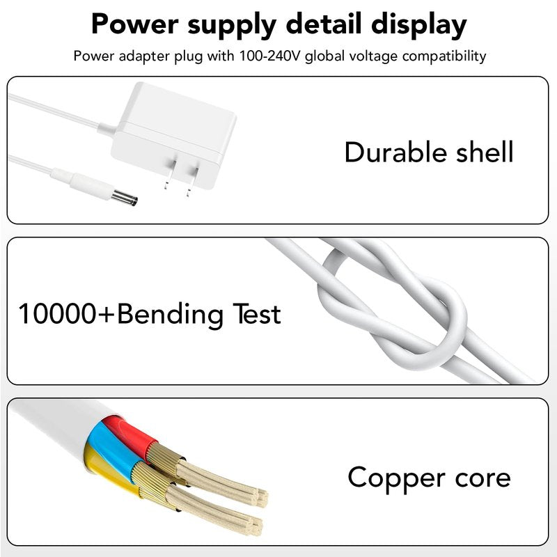 12V Charger Compatible with Levoit Core Mini Air Purifier LAP-C161-WUS LAP-C161-KUS LAPC161WUS LAPC161KUS, AC Adapter Power Supply Chargeing Cable PSU White