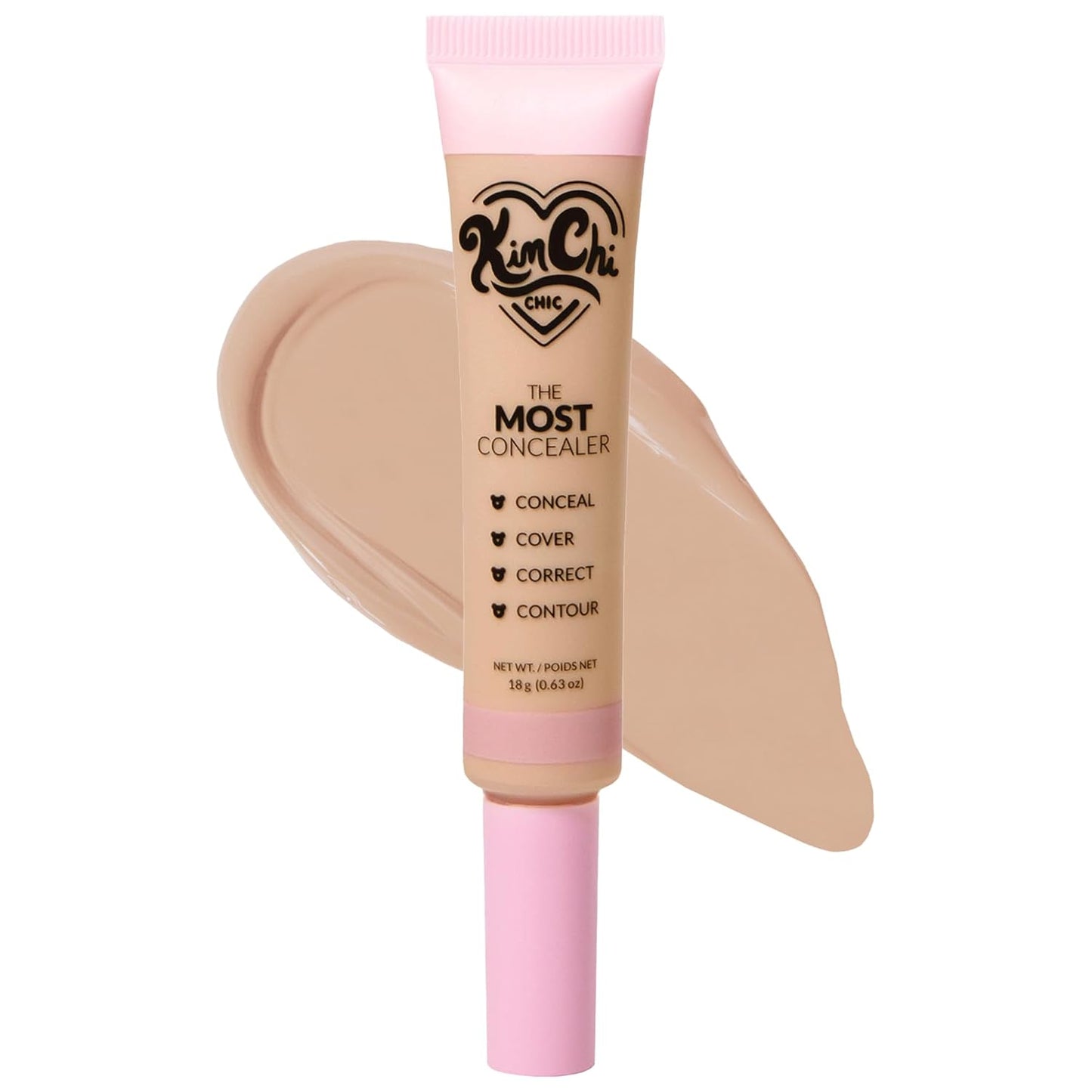 KimChiChic Concealer - Full Coverage Water Resistant Multi-Use Formula | Matte Satin Finish | 0.63 oz, 01-Ivory