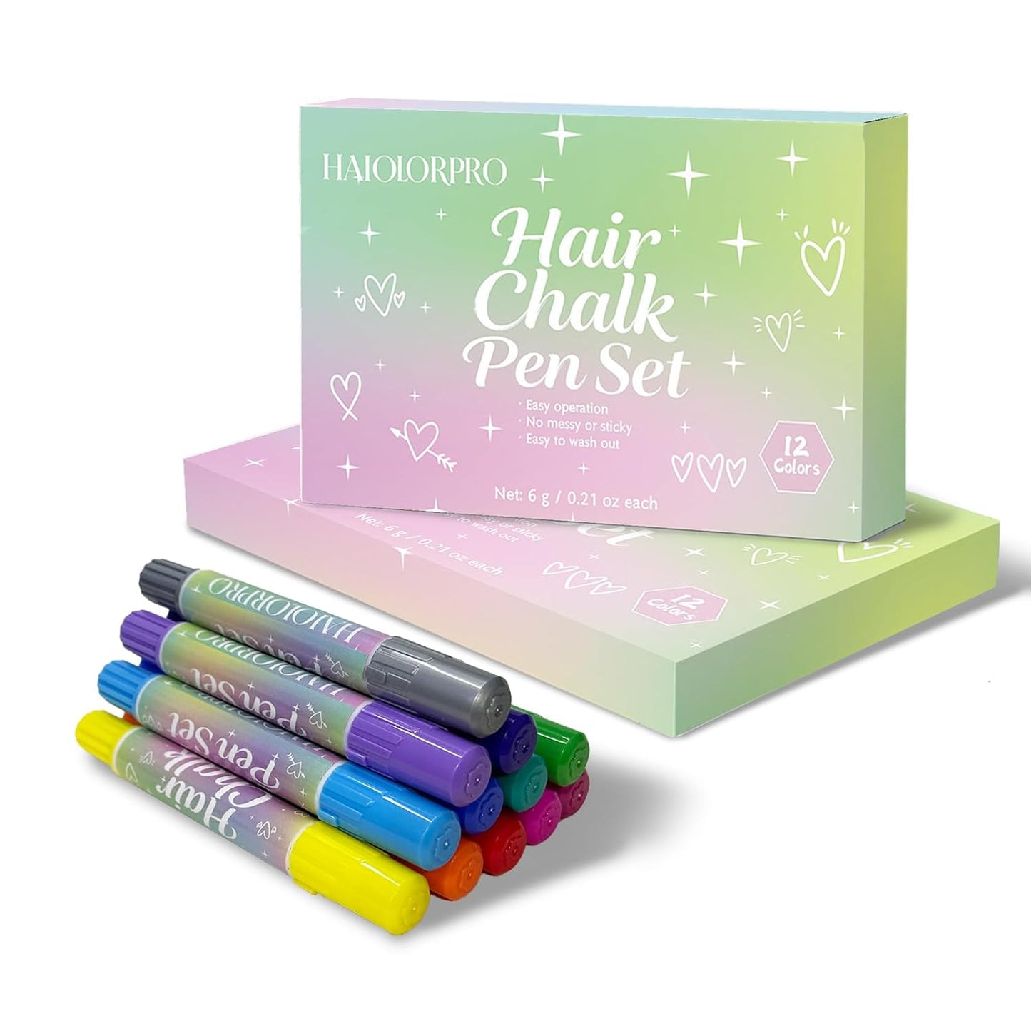 Hair Chalk Set - 12 Washable Temporary Hair Colors for Kids & Adults | Perfect for Parties & Holidays