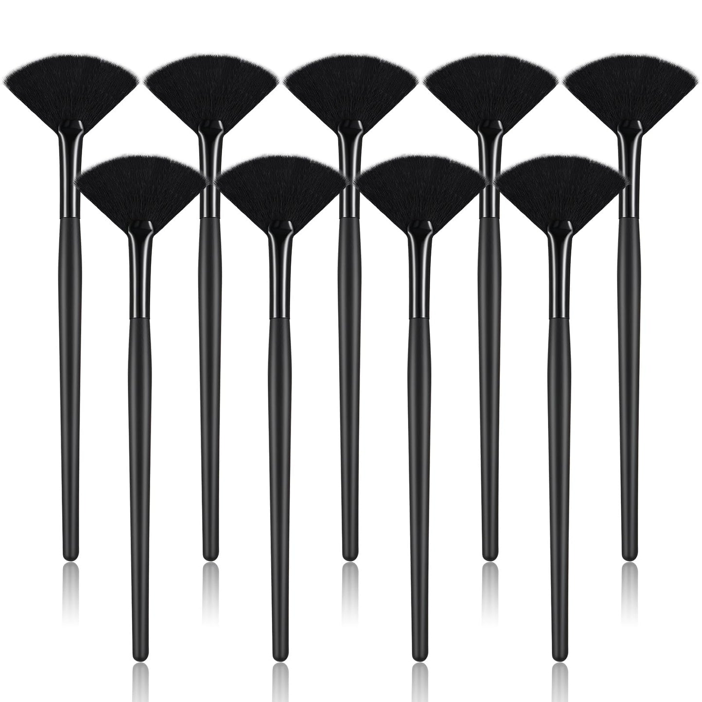 9 Pieces Facial Fan Mask Brushes, Soft Facial Applicator Brushes Tools for Peel Glycolic Makeup for Mud Cream(Full Black)