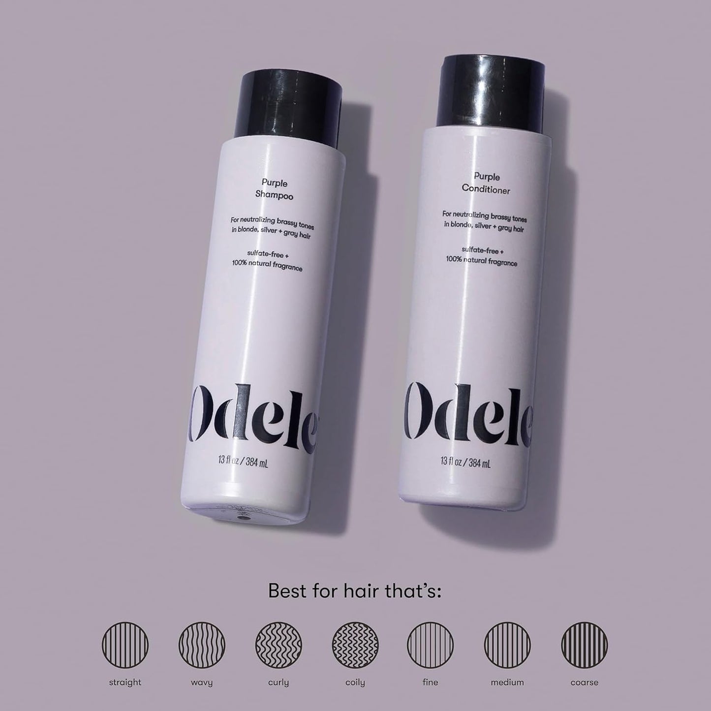 Odele Purple Shampoo & Conditioner Set - Sulfate-Free for Brassy Tones | 13 Fl Oz Each (2-Pack)