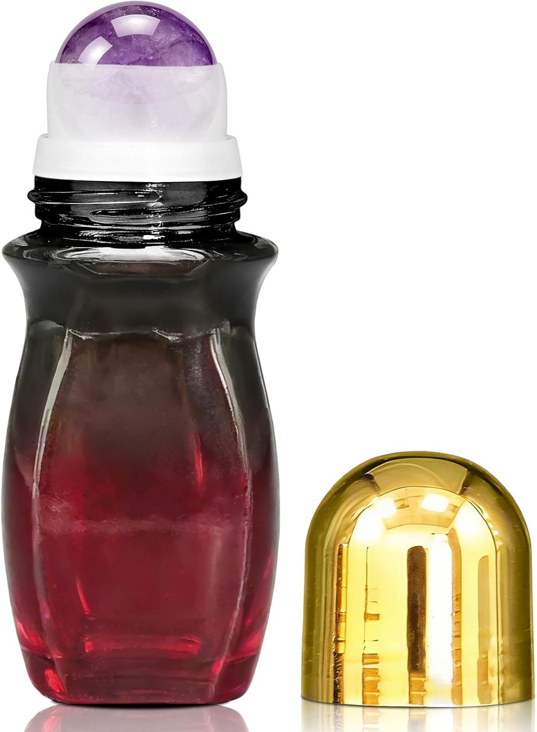 Rose Quartz Roller | 30ml Refillable Amber Glass Essential Oil Bottles - Leak-Proof Travel Perfume Container with Gold Caps