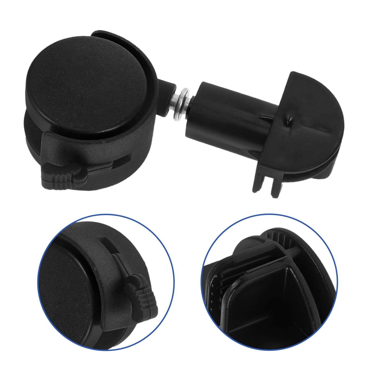 POPETPOP 2 Pcs Universal Replacement Stem Caster Wheels for Pet Cage, Black Silent Stemless Caster with Locking Feature, Durable Cat Cage Wheels Replacement for Smooth Mobility