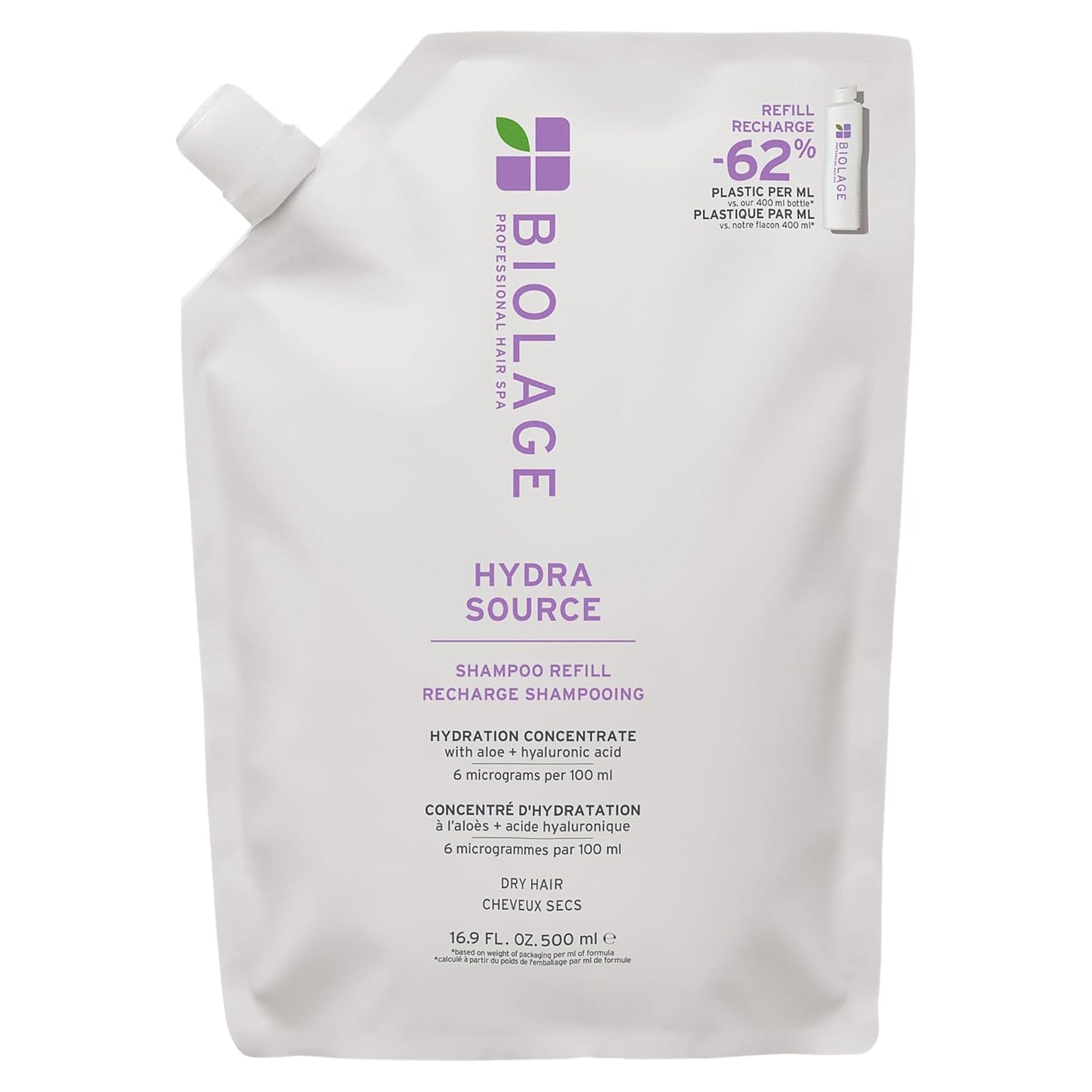 Biolage Hydra Source Shampoo - Moisturizing Aloe Vera & Hyaluronic Acid for Dry Hair | Vegan, Paraben-Free