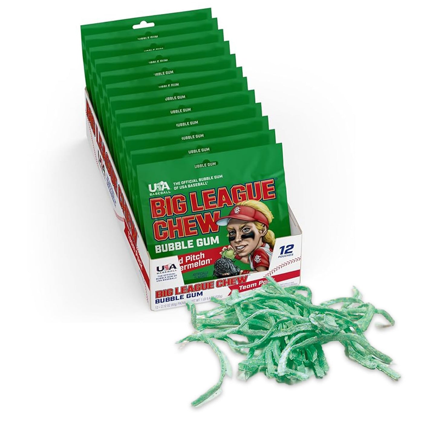 Big League Chew Outta Here Original Bubble Gum - Classic Ballpark Flavor | Perfect for Baseball Games, Teams, Concessions, Parties, and More | Pack of 12 Bags (2.12oz Each)"

Rewritten Product Title: "Original Bubble Gum - Big League Chew Classic Ballpark