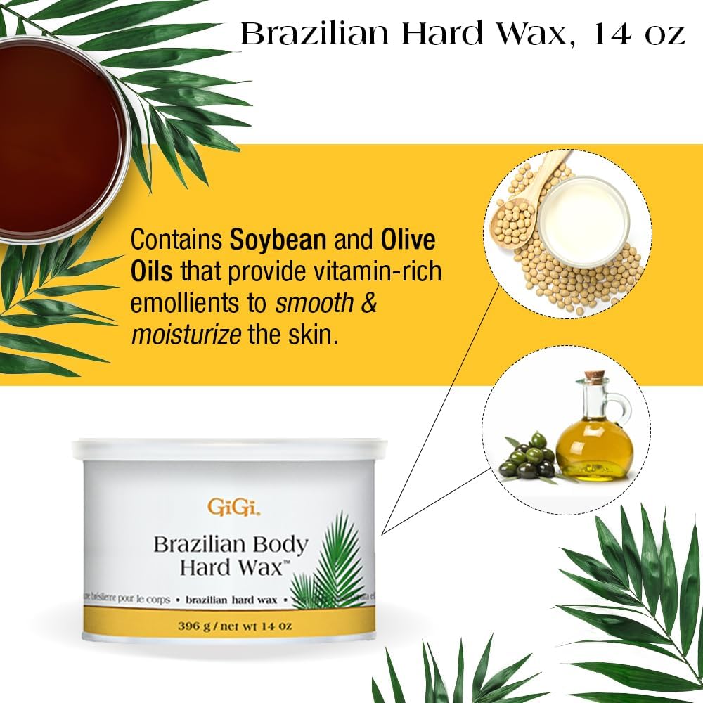 GiGi Brazilian Hard Wax Kit – At-Home Hair Removal Waxing Kit for Women with Wax Warmer, Applicator Sticks & Pre/Post Wax Care - Ideal for Face & Body