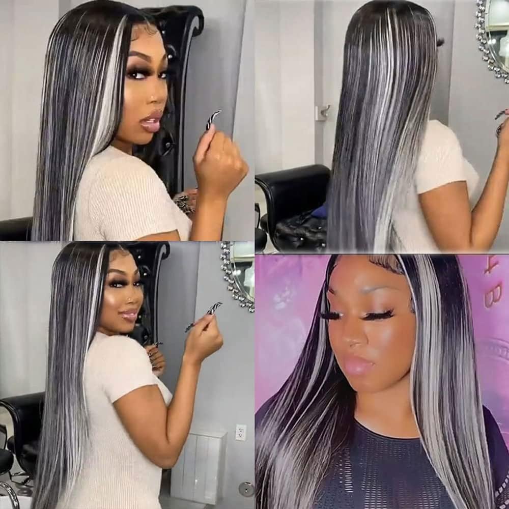30 Inch P4/Grey Highlight Bundles Human Hair Straight 1 Bundles 100 Grams/Bundle 10A Grade Unprocessed Brazilian Virgin Hairs Grey Bundles Weaves Hair Extensions For Women