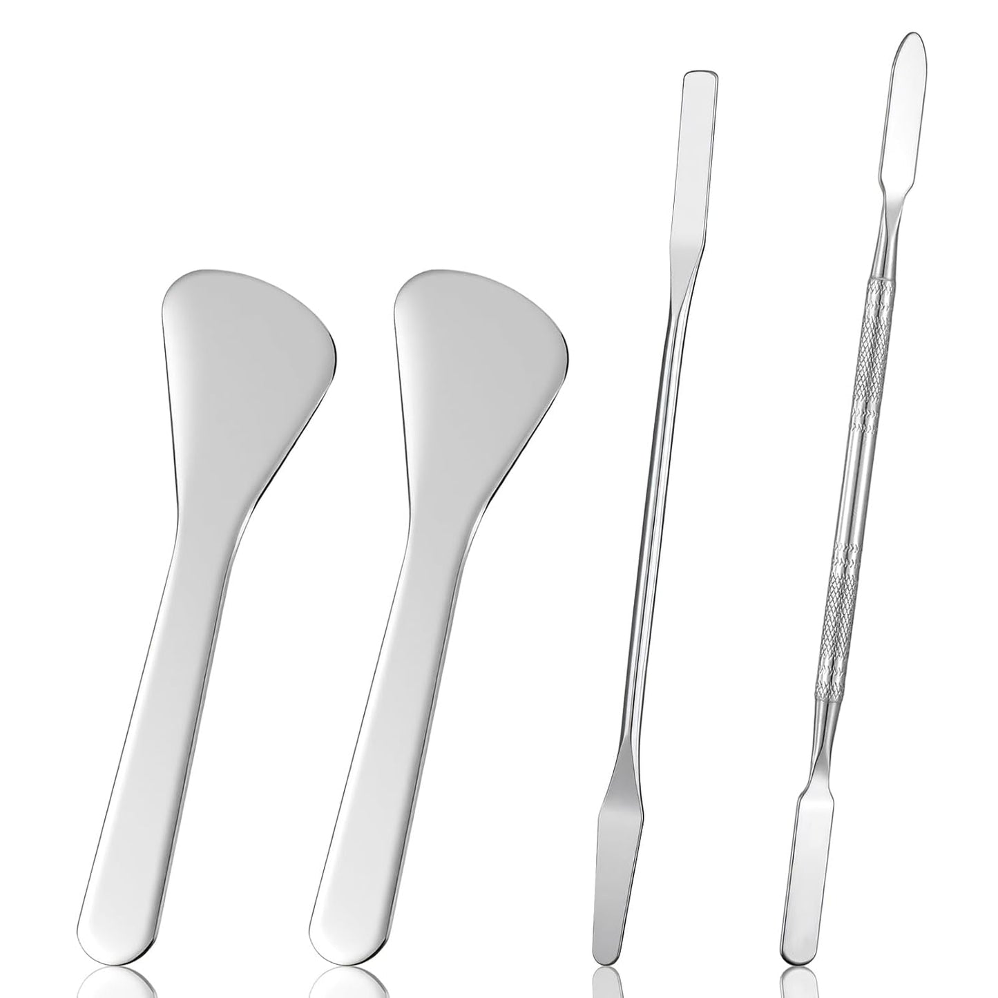 Foundation Spatula Set - 4PCS Stainless Steel Makeup Applicators for Mixing Creams & Skincare | Reusable Beauty Tools