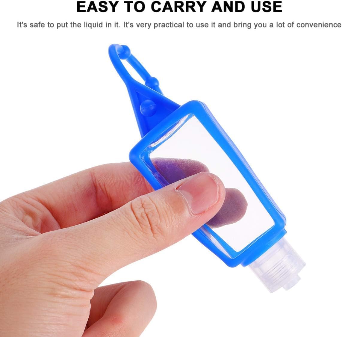 Travel Squeeze Bottles - 2pcs Leakproof Silicone Sleeve Containers for Hand Sanitizer | Refillable Clear Plastic, Keychain Design