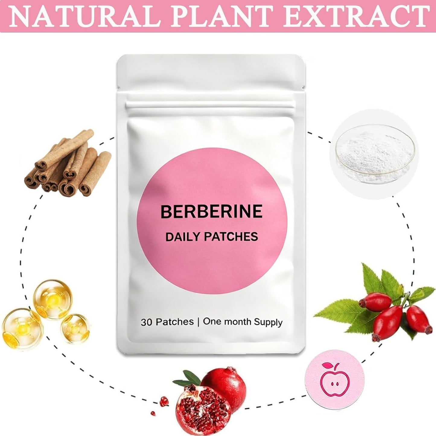 Berberine Patches - 90 Count Transdermal Herbal Stickers for Residue-Free Skin Care