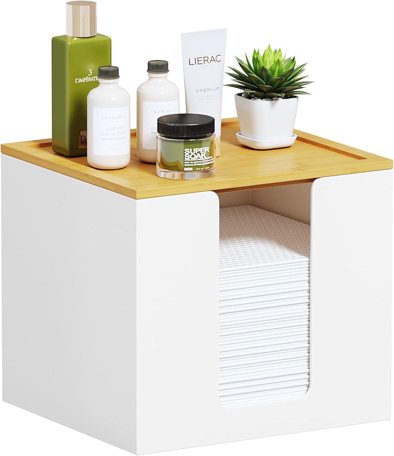 Acrylic Disposable Face Towel Holder Box - Large Storage for Bathroom Vanity | Clear Design