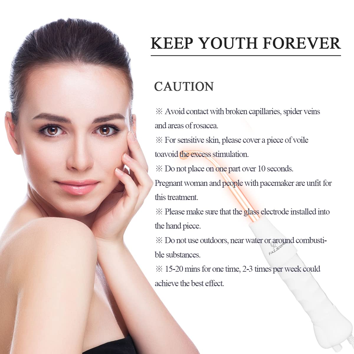 Face Skin Care Wand, FAZJEUNE High F requency Facial Device Face Skin Care Kit Portable Skin Care Tools Home Use