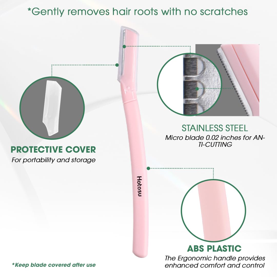 Face Razors for Women & Men Face Hair, Dermaplane Razor with Protective Cap, Womens Facial Razor for Peach Fuzz & Eyebrow Grooming, Ideal Travel Friendly Gift - 3pcs