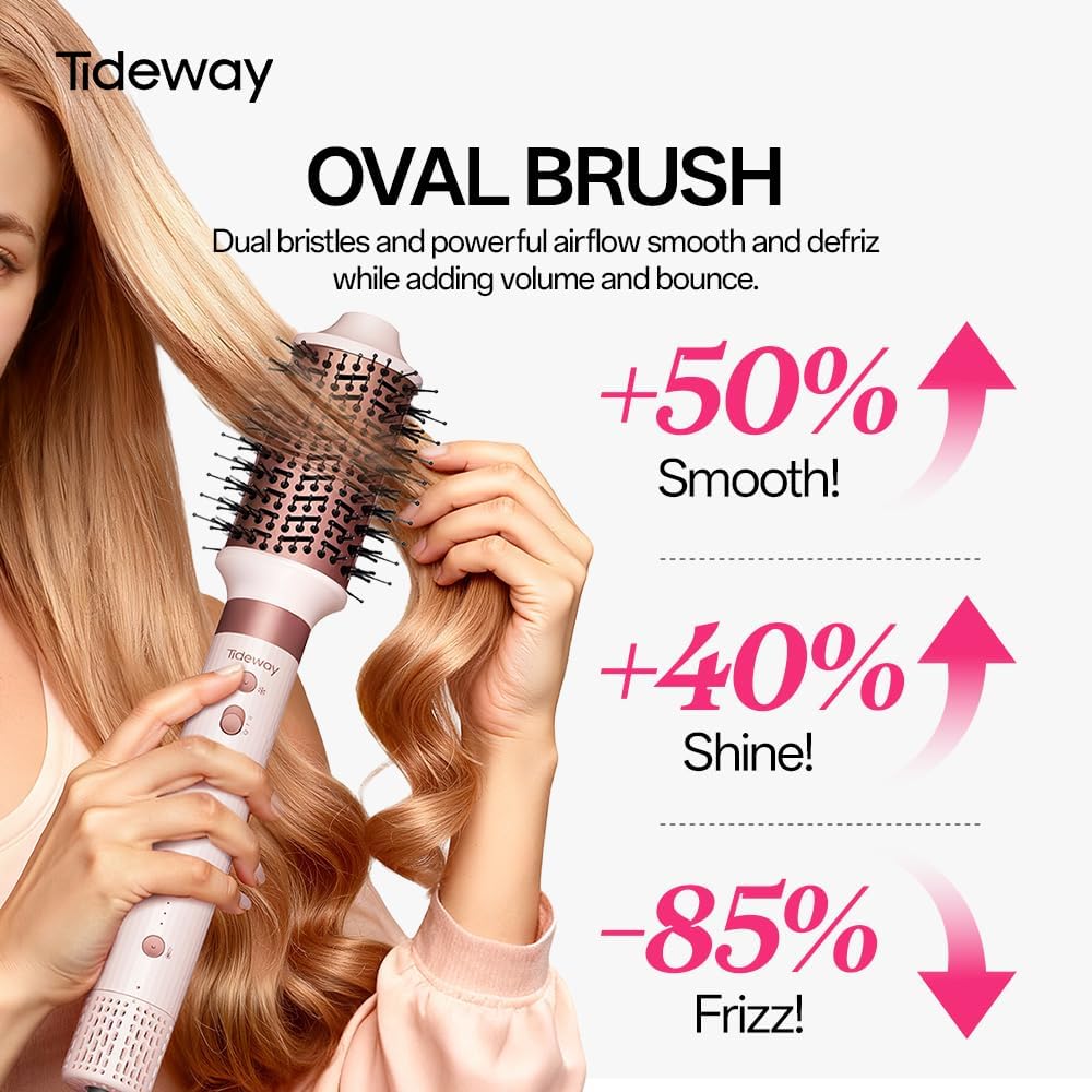 Tideway Prowaver 6-in-1 Hair Dryer Brush - High-Speed Ionic Hot Air Styler | Auto Wrap Curlers & Volumizing Brush