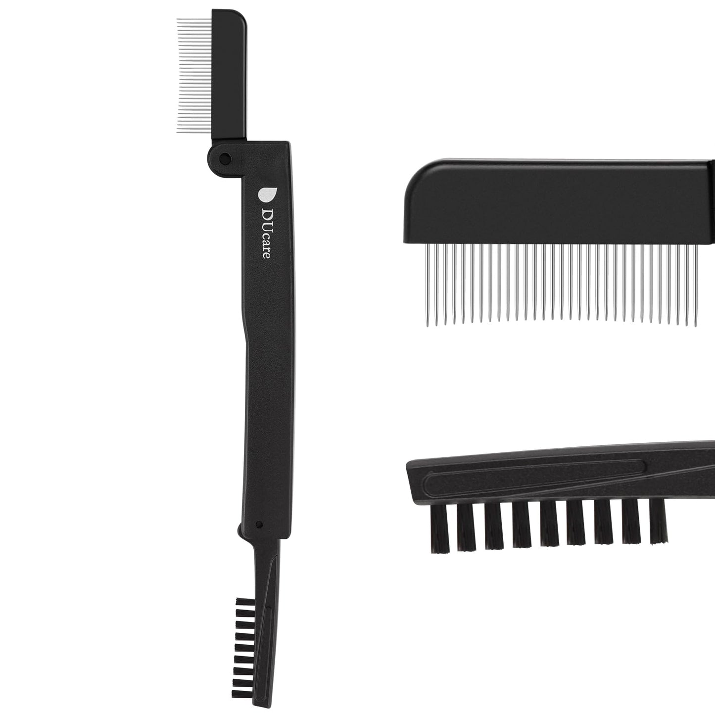 DUcare Eyelash Comb Separator Eyelashes Eyebrow Mascara Brush Applicator Eyelash Definer With Comb Cover Cosmetic Brushes Tool (Silver)