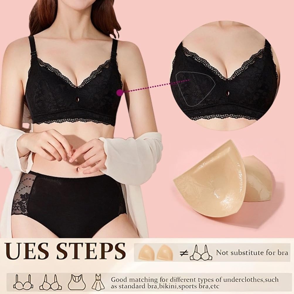 Double-Sided Sticky Inserts for D+ Cups - Reusable Adhesive Lifting Bras | Lightly Padded, Large Size
