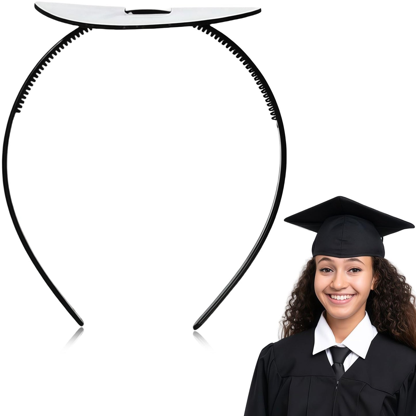 HIFANMM Graduation Cap Headband Insert, Holder Clip Secures Grad Cap for Students, Upgrade Graduation Hat Headbands, Keeps Hairstyle Intact, Hat Accessories for Graduates Non Slip Head Band 1Pcs