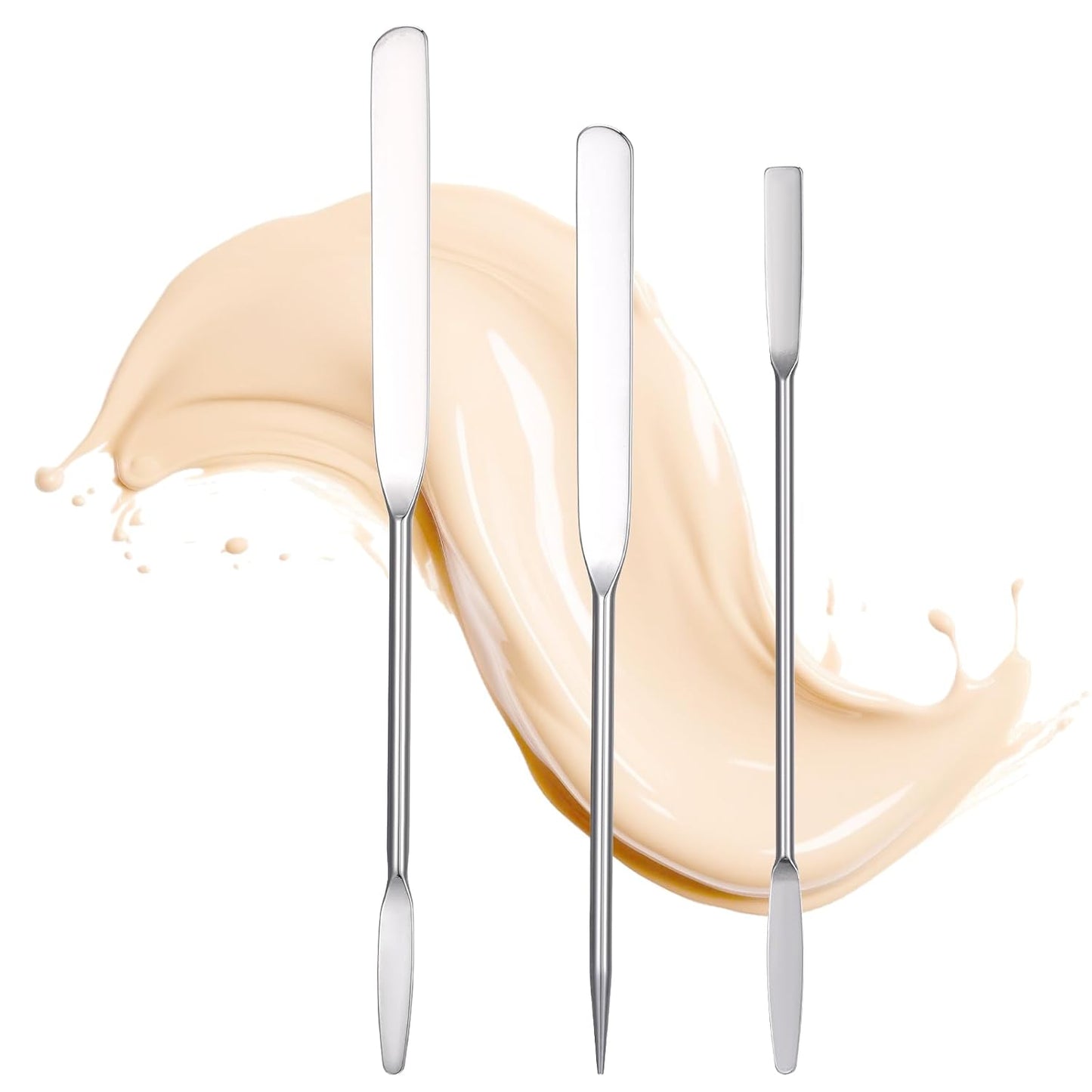 Foundation Spatula Set - 3 Stainless Steel Makeup Tools for Even Application | Cosmetic Mixing Palette Applicator