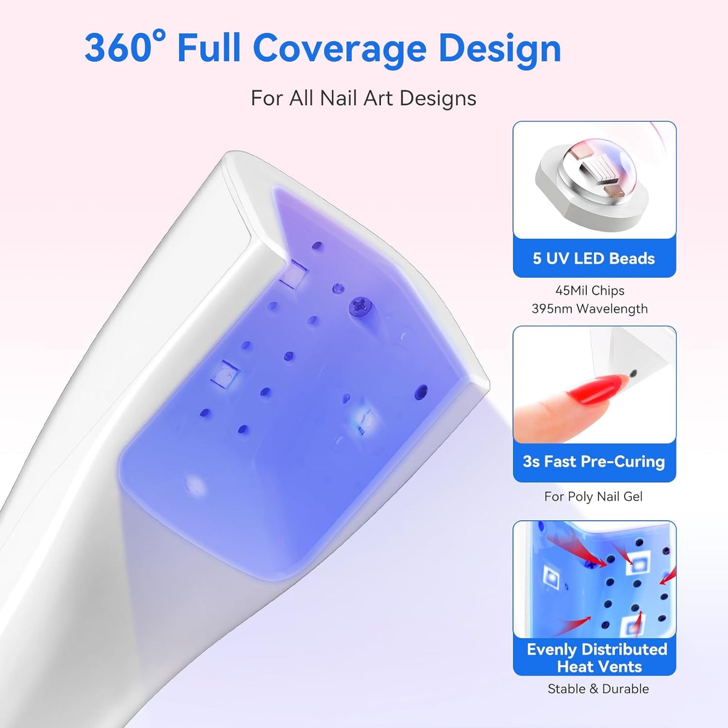 Makartt Flash Cure Nail Lamp - Portable Cordless UV LED Nail Dryer for Rhinestone Glue & Poly Nail Gel | Rechargeable Mini with LCD Display, Smart Sensor & 2 Timers